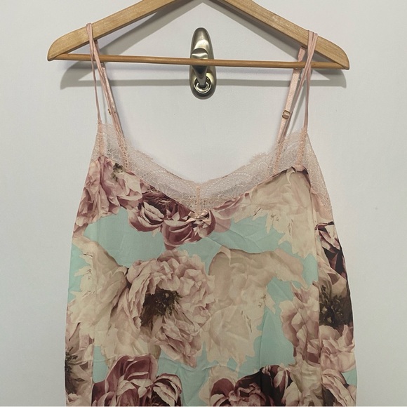 Cacique Floral Lace Romper Sleepwear Plus Size 26/28 | Pink Aqua Peony Print - Picture 2 of 11